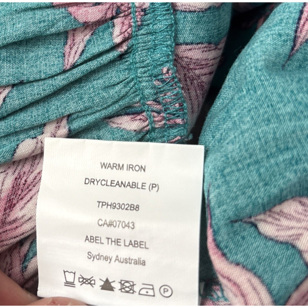 Abel The Label Drop Waist Skirt Size Large Teal Pink Floral Maxi Resort Summer - Picture 9 of 13
